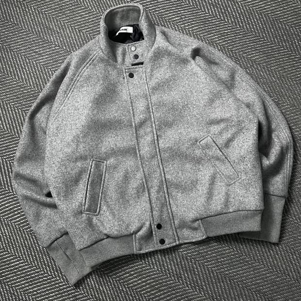 빈티지 미니멀 하이넥 워머 해링턴 울 블루종 자켓y 4968