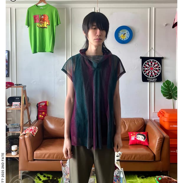 Japanese Vintage High Neck Mesh Top