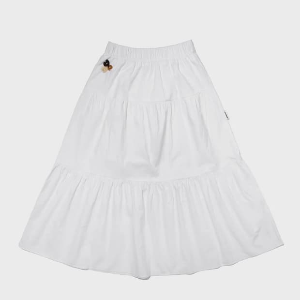 키지코 티어드 롱스커트 치마 화이트