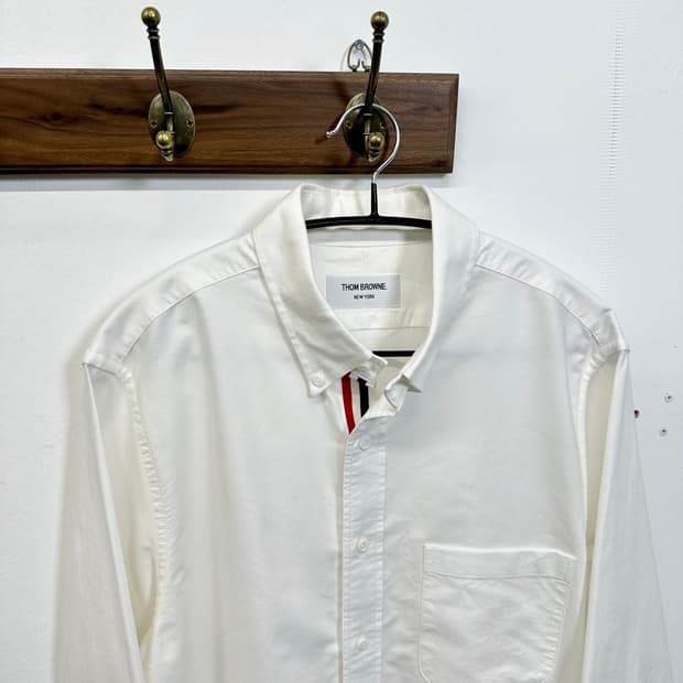 THOM BROWNE 톰브라운 삼선 화이트 옥스포드 셔츠 3 