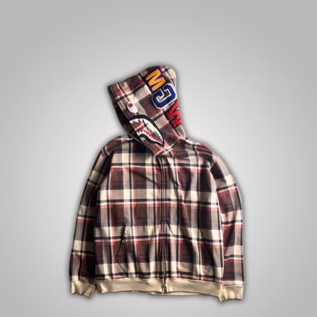 베이프 체크 샤크 후드집업L 정품