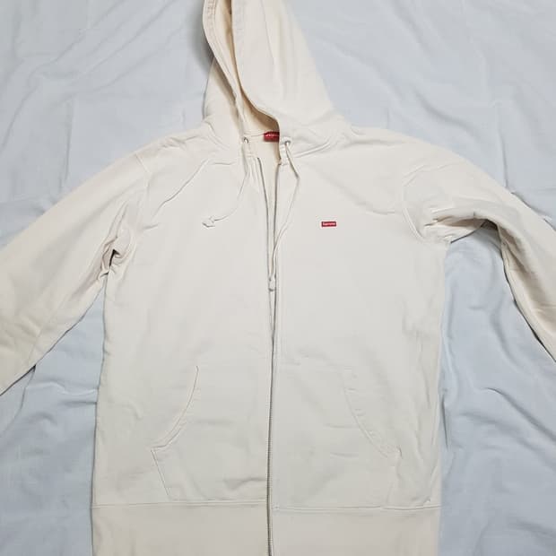 L 슈프림 스몰박스 로고 집업 후드 아이보리 오프화이트 후디 Suprem