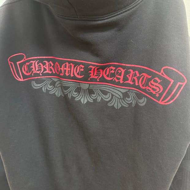 크롬하츠 레드 스크롤 플로럴 후드집업M