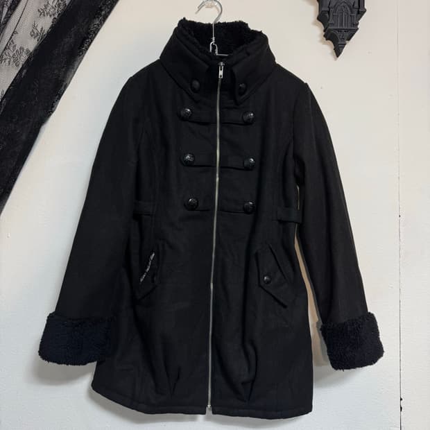 Buttoned Panel Black Jacket