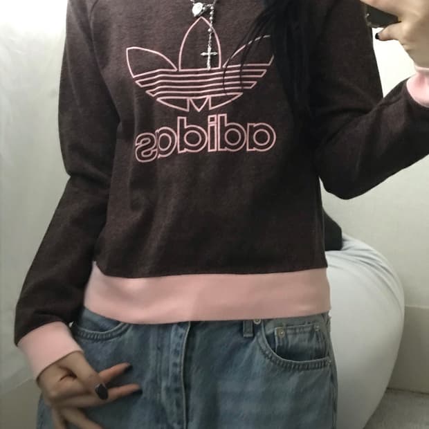 아디다스 00s 브라운 빅로고 맨투맨