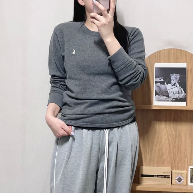 [정품] 폴로 챠콜 / 화이트포니 와플 긴팔티 [ S ]