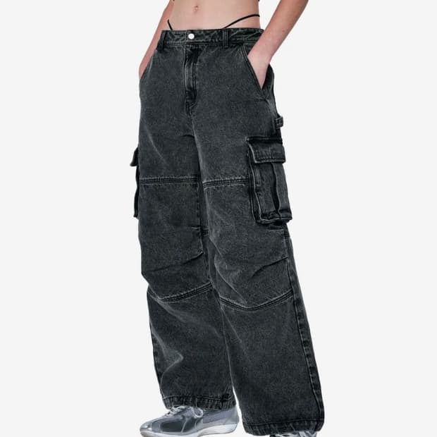 워싱 카고 파라슈트 데님팬츠