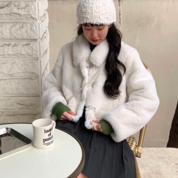 루루서울 푸딩 퍼자켓 (실사 첨부)