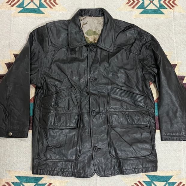 90s 리얼 레더 올드 카코트 