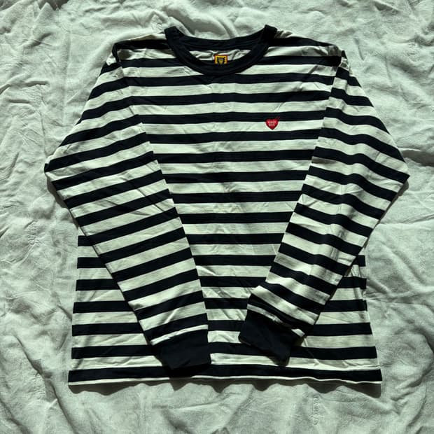 휴먼 메이드 스트라이프 롱슬리브 티셔츠 화이트 xl