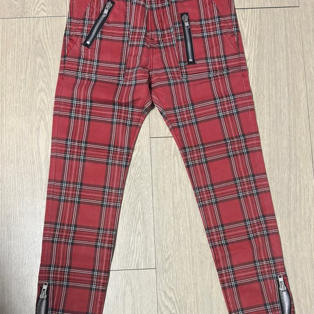 90s~00s 일본 RNA 펑크 본디지 스키니 타탄 체크 팬츠 M사이즈