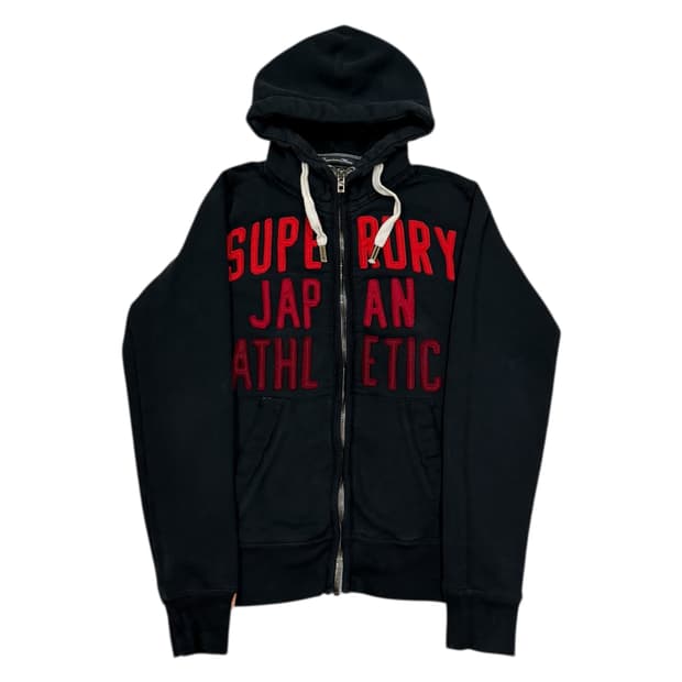 슈퍼드라이 빈티지 Y2K 스펠로고 기모 후드집업 자켓 블랙 S