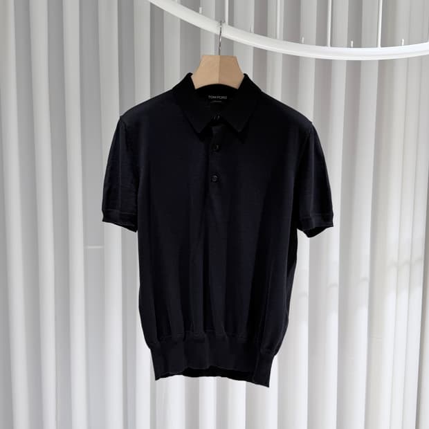 (A+/50) / 톰포드 코튼 폴로 카라 반팔 티셔츠 블랙