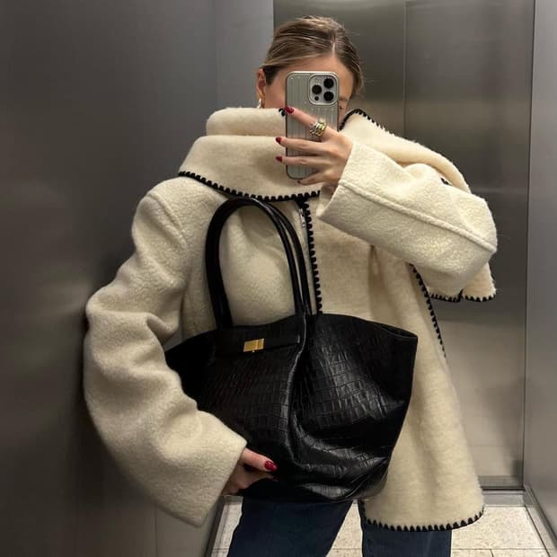 아르켓 토템맛 블랭킷 스티치 스카프 화이트