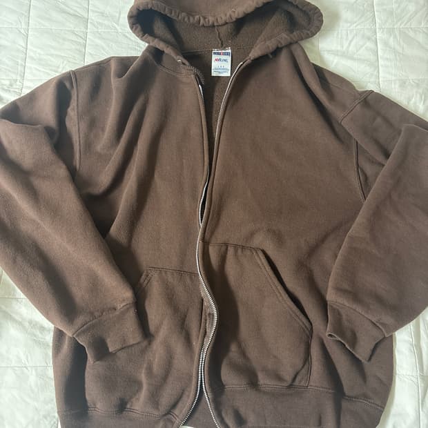 90's jerzees 후드집업 브라운