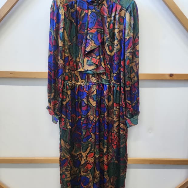 스카프 패턴 롱 원피스