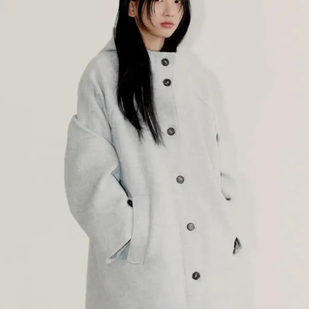 오피쉬 울 하프코트 그레이