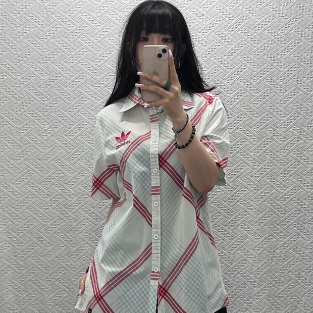 아디다스 컨트리 레트로 빈티지 트레포일 체크 셔츠 95 C12130