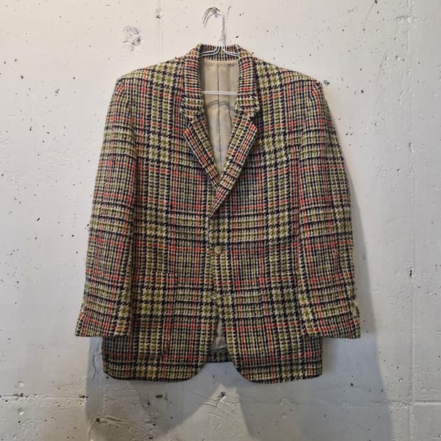 JPN 일본 빈티지 체크 모 블레이저 자켓 
