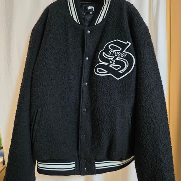 스투시 카센티노 울 바시티 자켓 블랙