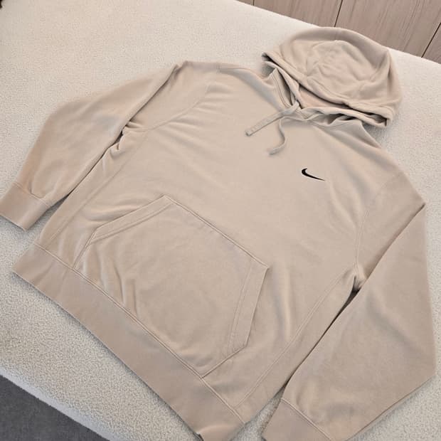 나이키 후드티 베이지 뒷면 프린팅 이쁨 XL