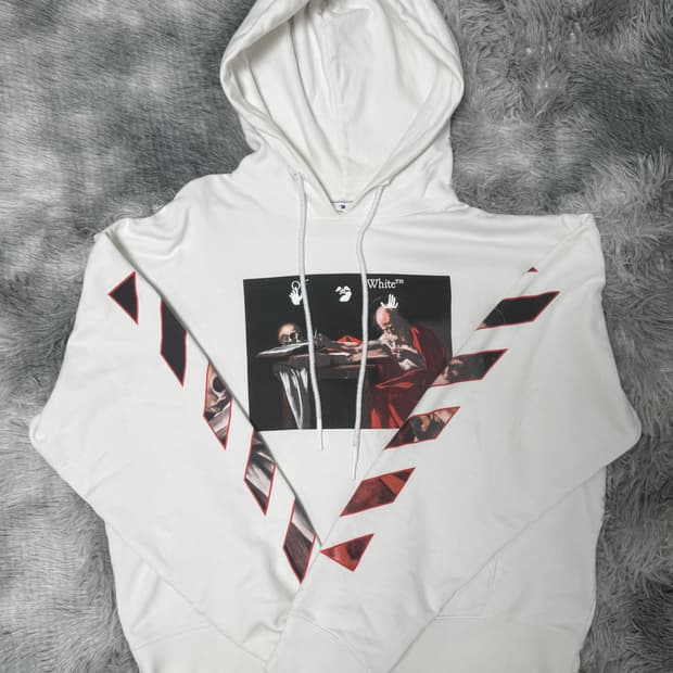 오프화이트 카라바조 후드티 화이트 L