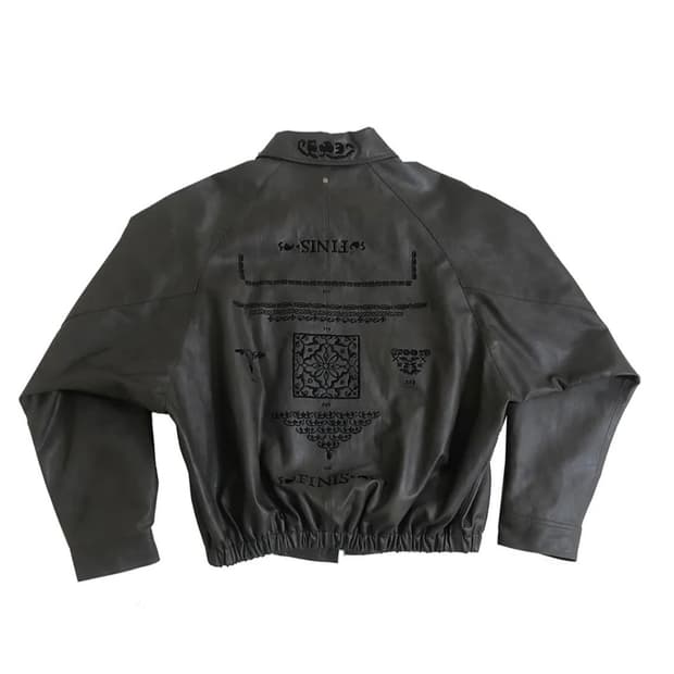 604service EMBROIDERED 레더 자켓