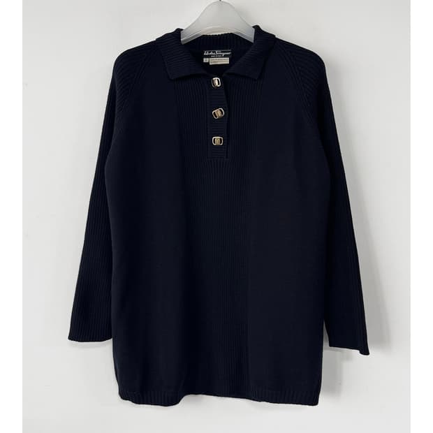 살바토레 페라가모 울 카라 니트 탑