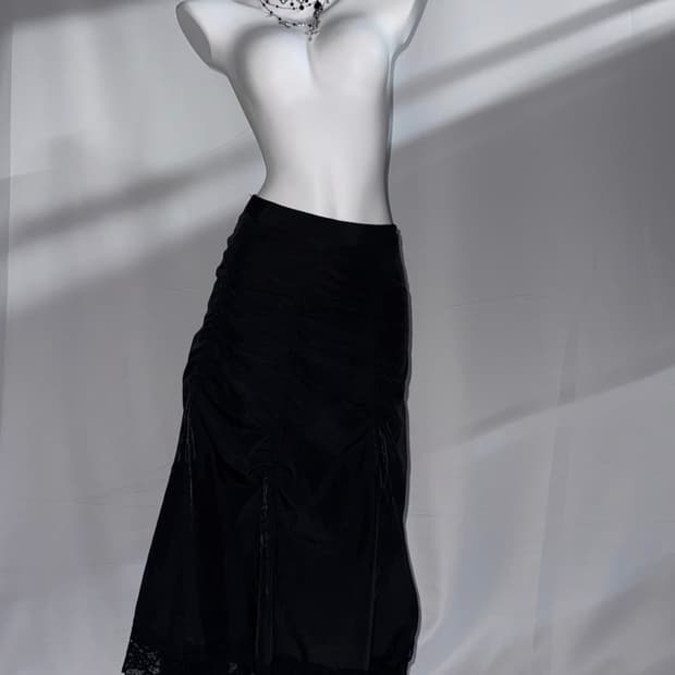 Vintage Shirring Long Skirt