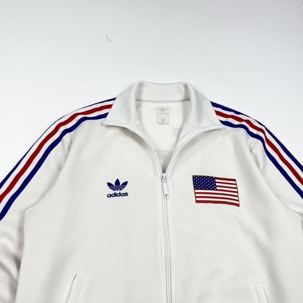 아디다스 USA 파이어버드 화이트 트랙탑 져지 (M)