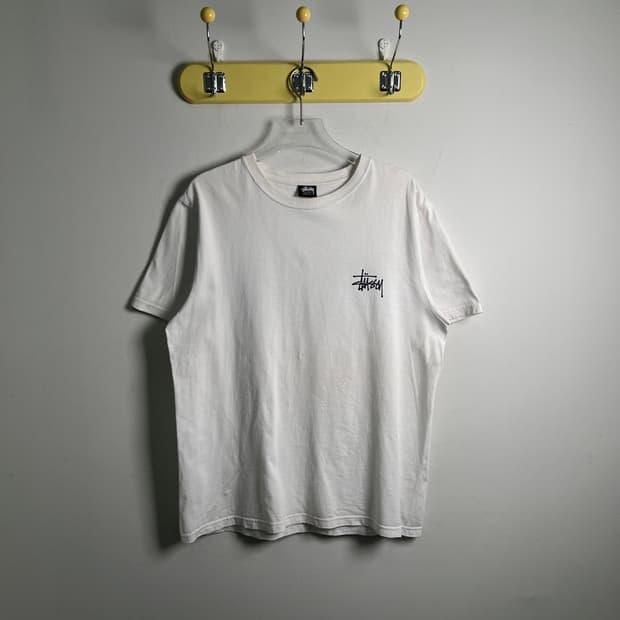 stussy 스투시 베이직 로고 화이트 반팔 티셔츠 M