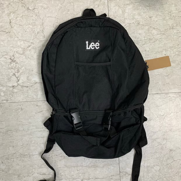 리 Lee 기본 메쉬 수납 투지퍼 백팩 블랙 책가방 빈티지