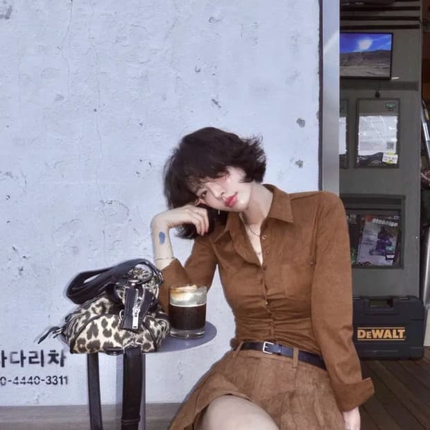 페일제이드 스웨이드 셋업 셔츠 스커트 카멜 2