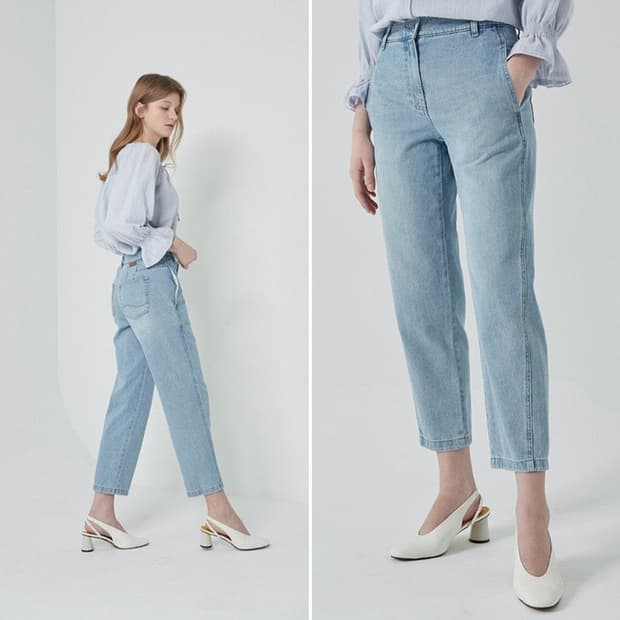 SJSJ 연청 크롭 데님 팬츠