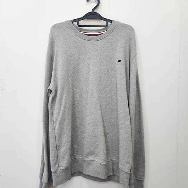 타미힐피거 그레이 맨투맨 티셔츠 남성 100사이즈