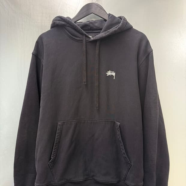 Stüssy 스투시 블랙 스톡로고 풀오버 후드