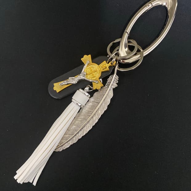 실버 페더 & 크로스 키링