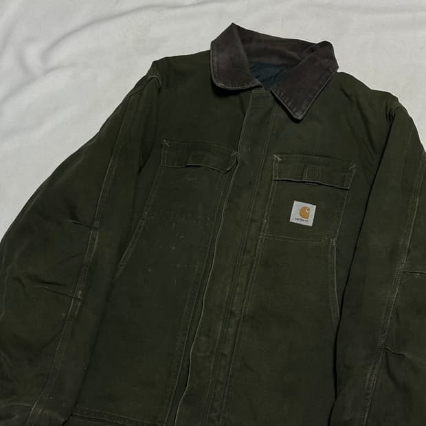 칼하트 빈티지 워싱 카키 워크 자켓