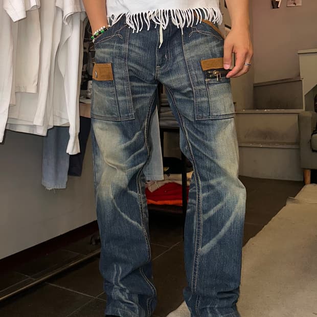Edwin-XV concho denim washed pants