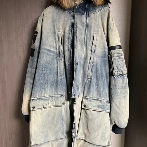 AMIRI 데님 폭스 퍼 야상