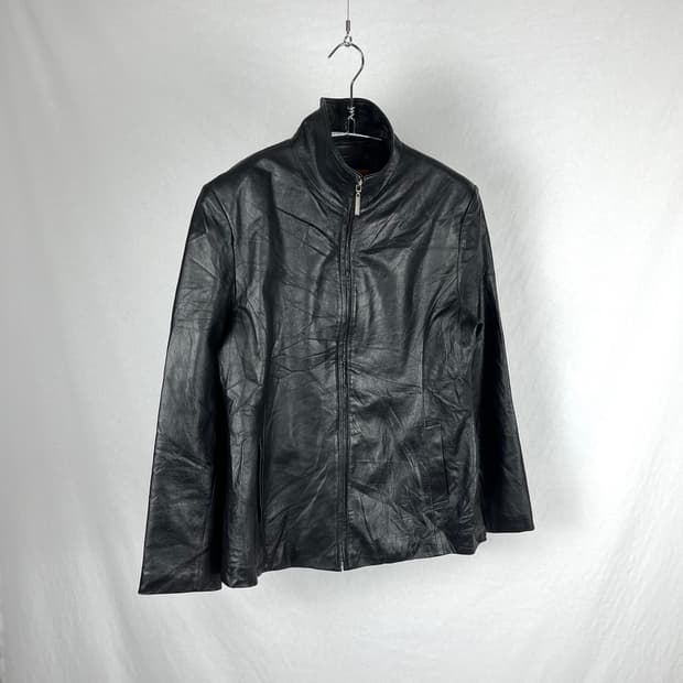Vintage 양가죽 하이넥 레더자켓