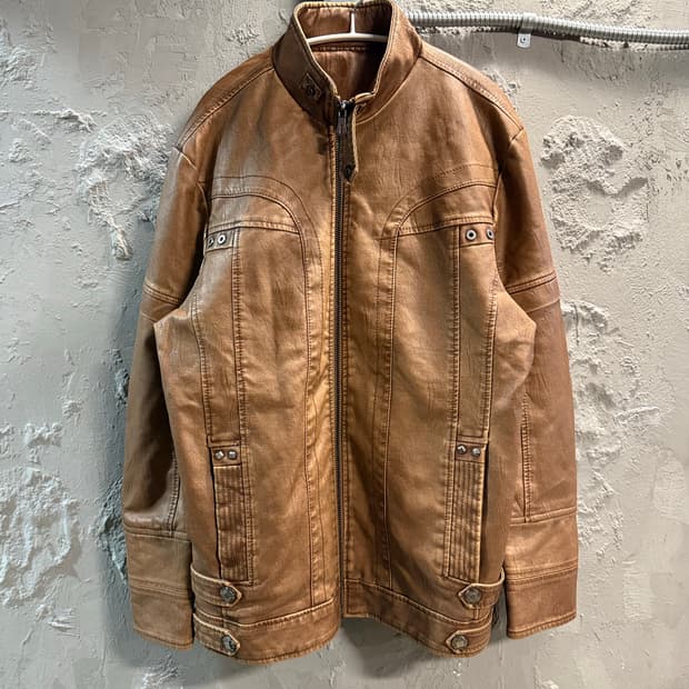 4XL 슈다로우 워싱 라이더 자켓 카멜