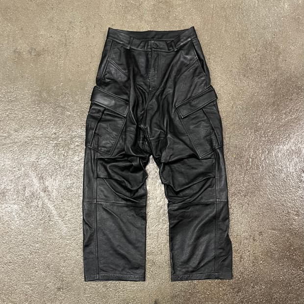 빈티지 루즈핏 소가죽 카고 팬츠 (33)