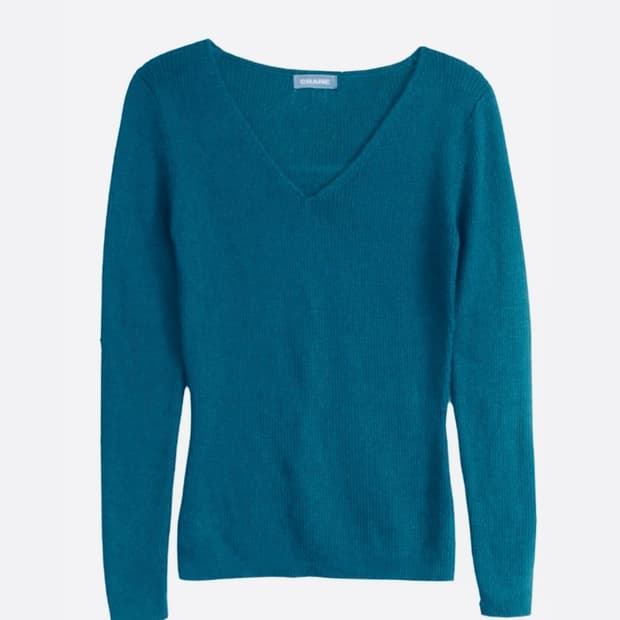 빈티지 울100 청록색 니트