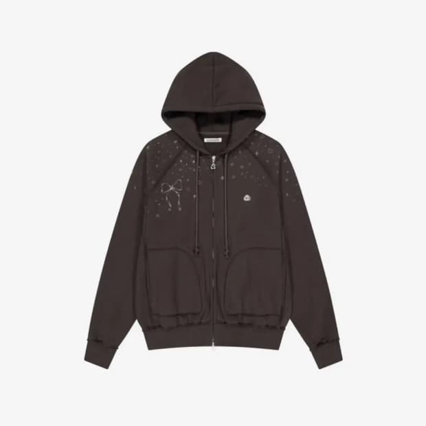 coyseio 트윙클 후드집업 다크브라운