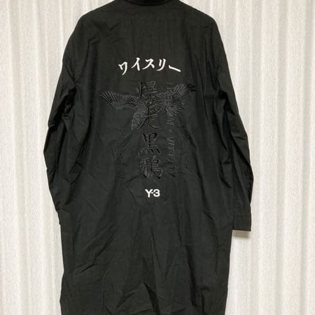  Y-3 요지야마모토 폭주흑아 U CRFT 그래픽 백로고 롱 셔츠 자켓