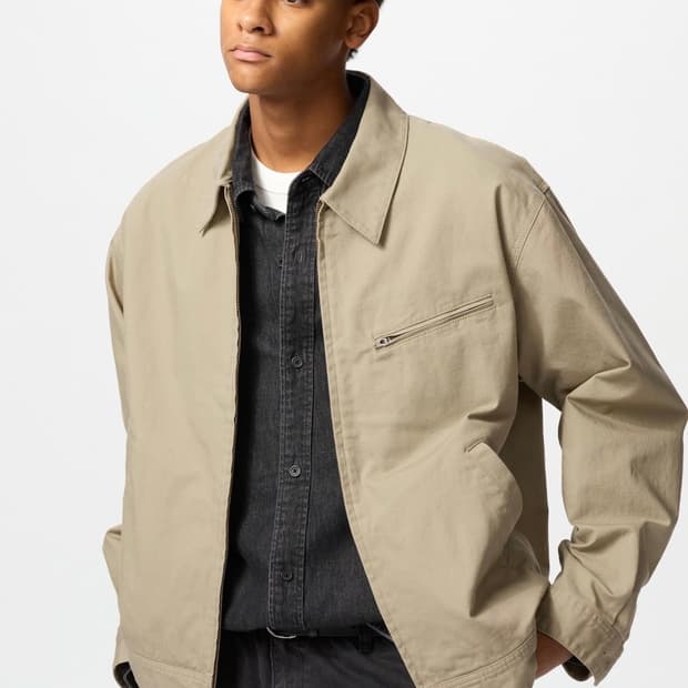 유니클로 집업 블루종 베이지 L 1회착