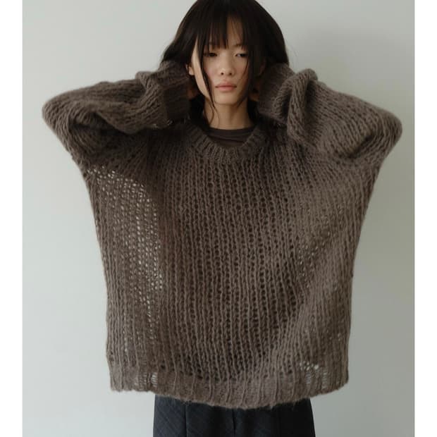 아유서울 네트 시스루 모헤어 알파카 니트