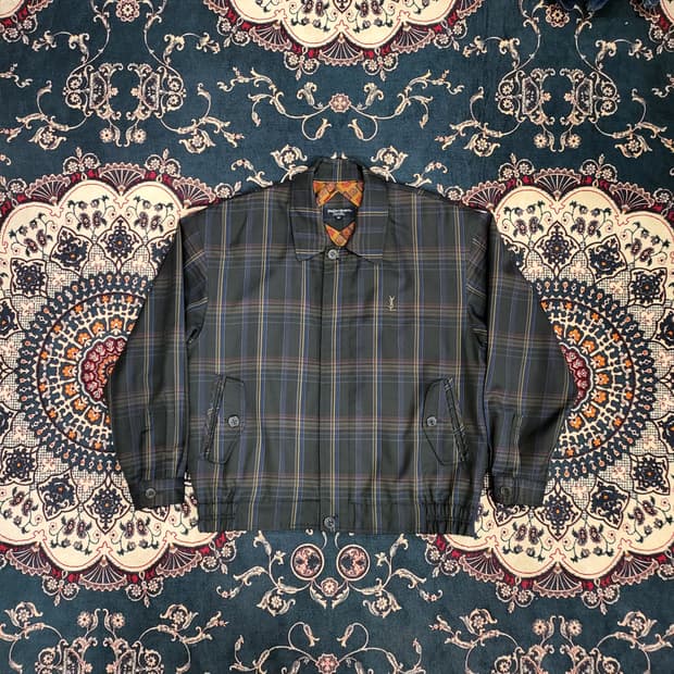 90s YSL입생로랑 체크 블루종 (95)