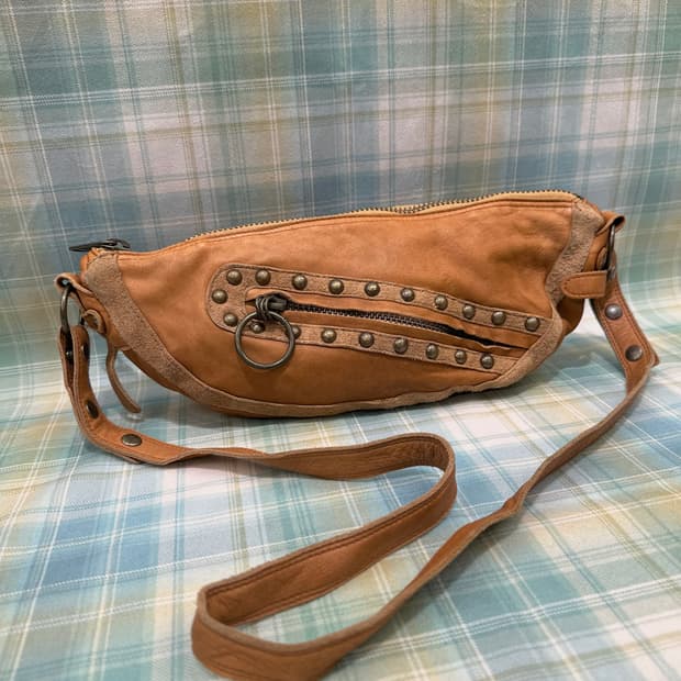 Stud Detail Brown Leather Bag